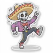 Funny Dancing Skeleton Custom-Cut Vinyl Sticker (Voorkant)