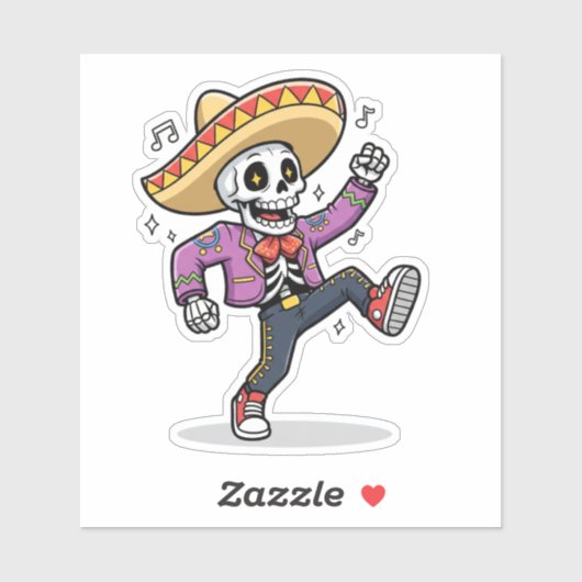 Funny Dancing Skeleton Custom-Cut Vinyl Sticker (Vel)