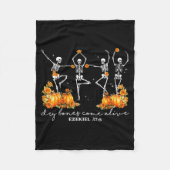 Funny Dancing Skeleton Dry Bones Come Alive Hallow Fleece Deken (Voorkant)