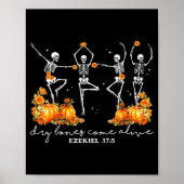 Funny Dancing Skeleton Dry Bones Come Alive Hallow Poster (Voorkant)