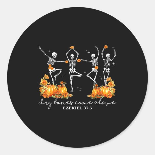Funny Dancing Skeleton Dry Bones Come Alive Hallow Ronde Sticker (Voorkant)