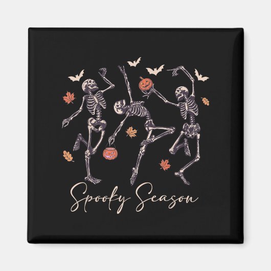 Funny Dancing Skeleton Halloween Pompoen Soky Zeee Magneet (Voorkant)
