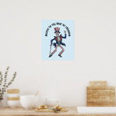 Funny Dancing Skeleton Poster (Keuken)
