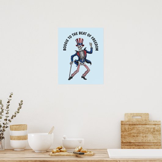 Funny Dancing Skeleton Poster (Keuken)