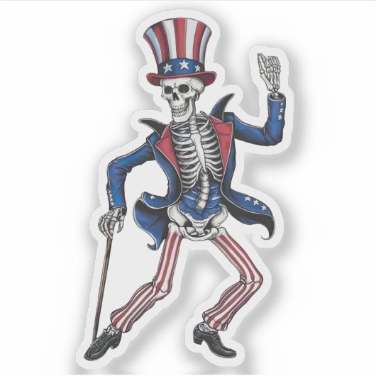 Funny Dancing Skeleton Sticker (Voorkant)