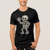 Funny Dancing Skeleton Sticker – Cute Halloween Tri-Blend Shirt (Voorkant)