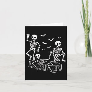 Funny Dancing Skeletons Cartoon Halloween Anti T.r Kaart