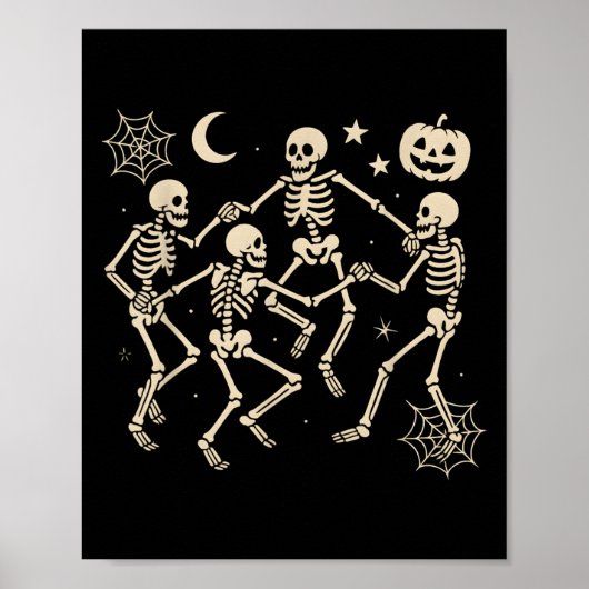 Funny Dancing Skeletons Dance Halloween Costume Ad Poster (Voorkant)