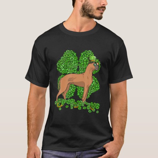 Funny Dane Dog Shamrock St. Patricks Day T-shirt (Voorkant)