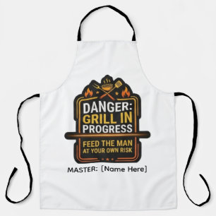 Funny Danger Grill In Progress BBQ Schort – Modern