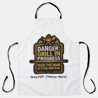 Funny Danger Grill In Progress BBQ Schort – Modern