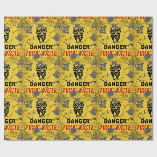 Funny "Danger Toxic Waste Gas Mask Grunge" Cadeaupapier (Vlak)