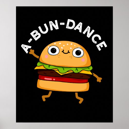 Funny Dansende Burger Pun Dark BG Poster (Voorkant)