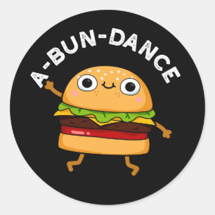 Funny Dansende Burger Pun Dark BG Ronde Sticker