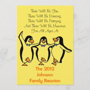 Funny Dansende Penguins Festive Family Reunion Kaart