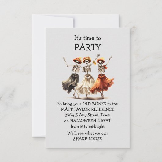 Funny Dansende Skeleton Halloween Party Kaart (Achterkant)