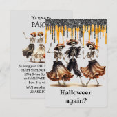 Funny Dansende Skeleton Halloween Party Kaart (Voorkant / Achterkant)