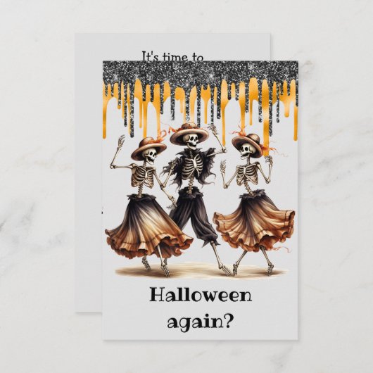 Funny Dansende Skeleton Halloween Party Kaart (Voorkant / Achterkant)