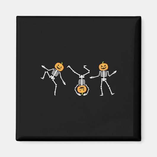 Funny Dansende Skeleton Halloween Pumpkin Skeleton Magneet (Voorkant)