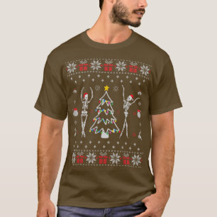 Funny Dansende Skeleton Kerstmis Lights Ugly Chris T-shirt