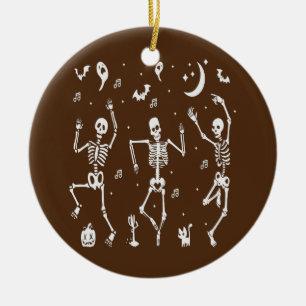 Funny Dansende Skeletons Botten Costume Fancy Dres Keramisch Ornament