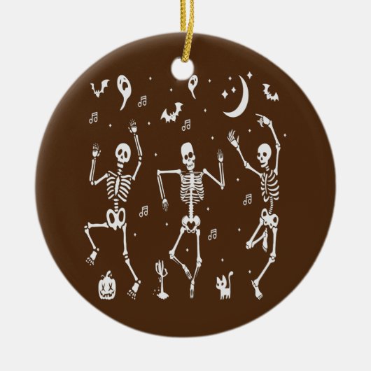 Funny Dansende Skeletons Botten Costume Fancy Dres Keramisch Ornament (Voorkant)