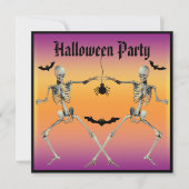 Funny Dansende Skeletons Halloween Party Kaart (Voorkant)