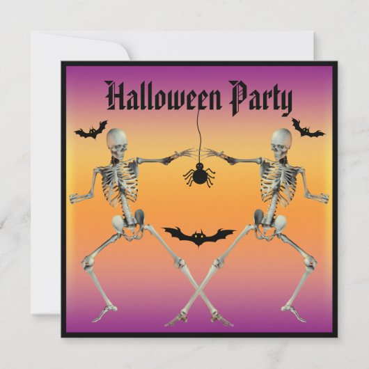 Funny Dansende Skeletons Halloween Party Kaart (Voorkant)