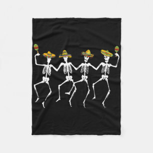 Funny Dansende Skeletten Sombreros Maracas - Cinco Fleece Deken