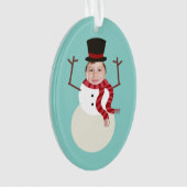 Funny Dansende Snowman Foto Holiday Ornament (voorkant)