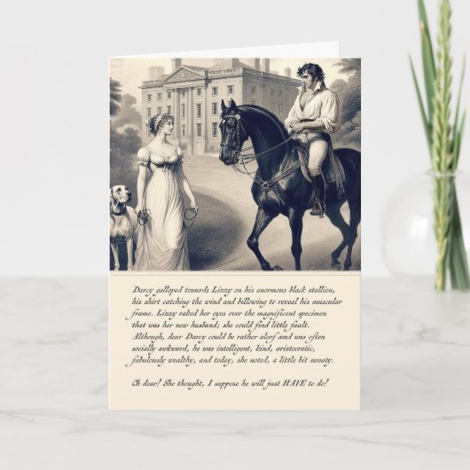 Funny Darcy Pride and Prejudice Jane Austen Card  Kaart (Voorkant)