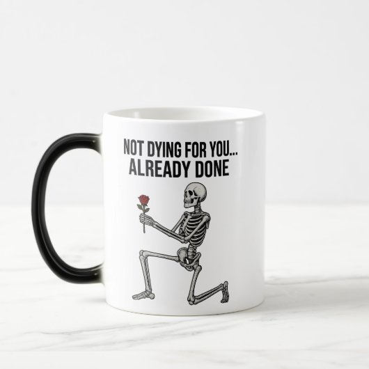 Funny Dark Humor Skeleton with Rose Mug Magische Mok (Links)