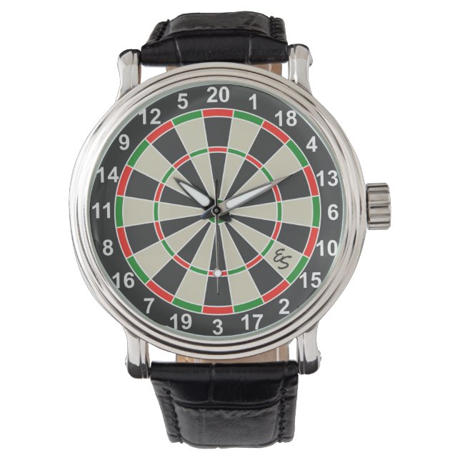 Funny Dartboard Circle Monogrammed Fun Horloge (Voorkant)