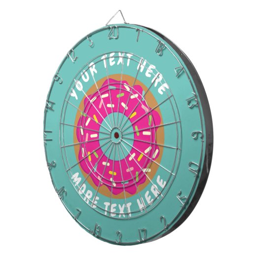 Funny dartboard design met schattige roze donut dartbord (Voorkant Rechts)