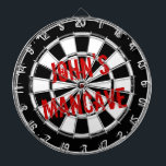 Funny dartboard voor mannen met een grijze mancave dartbord<br><div class="desc">Grappig dartboard voor mannen met een grijze mangrot. Afdrukplaat zwart-wit met gepersonaliseerde tekst. Koel mannelijk cadeauidee voor mannen met humor.  stijlontwerp.</div>