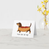 Funny Daschund Hot Dog Waterverf Kaart (Gele Bloem)