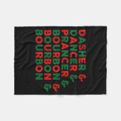 Funny Dasher Dancer Prancer &amp; Bourbon Christma Fleece Deken (Voorkant (Horizontaal))