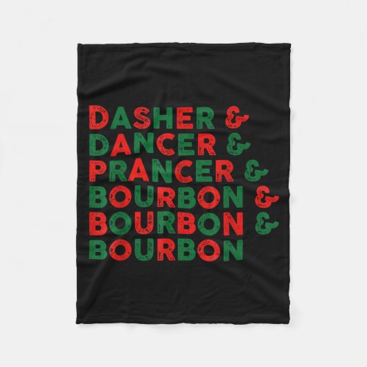 Funny Dasher Dancer Prancer &amp; Bourbon Christma Fleece Deken (Voorkant)