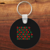 Funny Dasher Dancer Prancer &amp; Bourbon Christma Sleutelhanger (Voorkant)