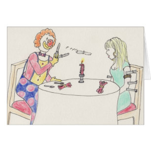 Funny Date Night Clown Romance Cartoon Art Humor