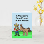 Funny Day of The Cowboy Wenskaart with Horse Kaart (Gele Bloem)