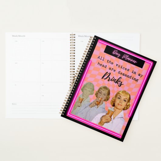 Funny Day Planner/Journal For Women Sassy-Drinks Planner (Display)