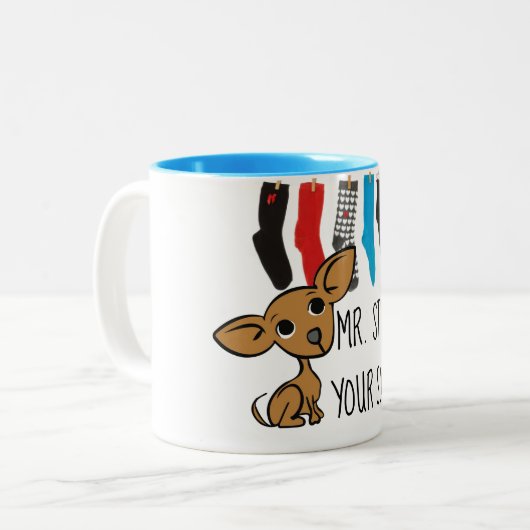 Funny de heer Steal Your Socks Chihuahua mok (Voorkant links)