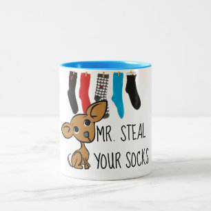 Funny de heer Steal Your Socks Chihuahua mok