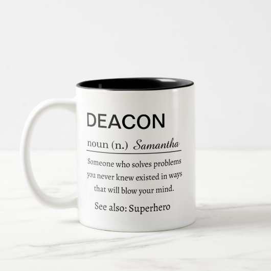 Funny Deacon Definition Personalized Tweekleurige Koffiemok (Links)