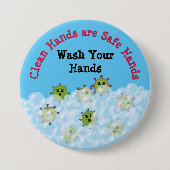 Funny Dead Germs wassen je handen Ronde Button 7,6 Cm (Voorkant)