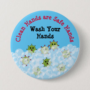 Funny Dead Germs wassen je handen Ronde Button 7,6 Cm