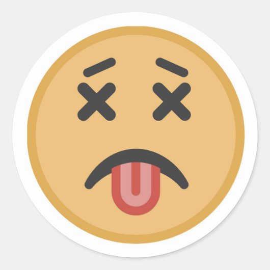 Funny Dead Hangover Tong Emoji Cartoon Ronde Sticker (Voorkant)