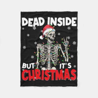 Funny Dead Inside But Its Christmas Skeleton Santa Fleece Deken