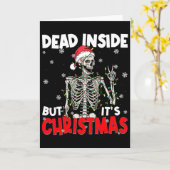 Funny Dead Inside But Its Christmas Skeleton Santa Kaart (Gele Bloem)